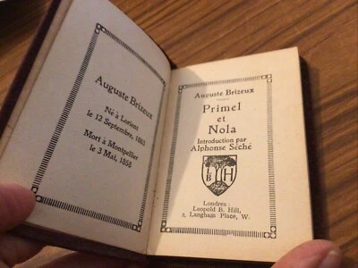 MINIATURE LEATHER  BOOK ANTIQUE~Augusta Brizeux-Primel Et Nola~ 9.5 X 6.5 cm - Image 1 of 4