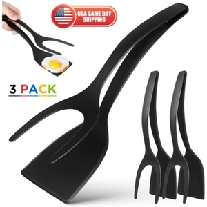 3x 2 in 1 Flip Utensils Non Stick Egg Cook Omelette Kitchen Spatula Cooking Tool - Picture 1 of 9