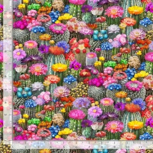 Southwest Fabric | Packed Flowering Cactus | Timeless Treasures YARD - Picture 1 of 1