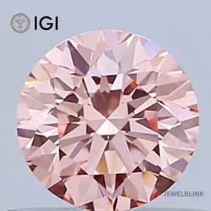 IGI Certified 0.61 Carat VS1 Fancy Vivid Pink Round Cut CVD Lab Grown Diamond - Picture 1 of 17