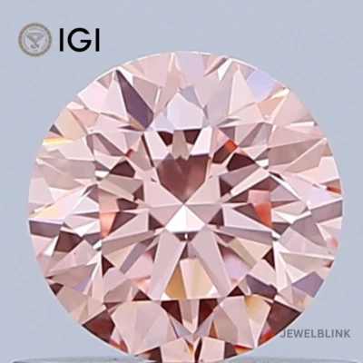IGI Certified 0.61 Carat VS1 Fancy Vivid Pink Round Cut CVD Lab Grown Diamond - Image 1 of 4