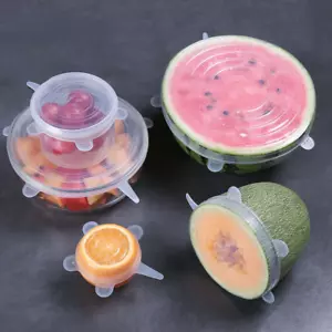 Stretchy Sealable Lids 6 various sizes Easy to use Versitile Gadget Silicone Lid - Picture 1 of 8