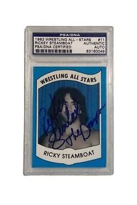RICKY STEAMBOAT NOVATO 1982 LUCHA LIBRE ALL STAR FIRMADA TARJETA DE AUTÓGRAFO PSA AUTOMÁTICA - Imagen 1 de 2