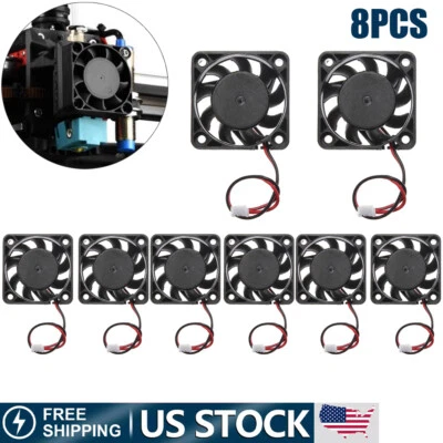8pc 12V Mini Silent Cooling Computer Fan - Small 40mm x 10mm DC Brushless 2-pin - Image 1 of 4