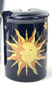 Celestial Ceramic Toilet Brush Holder Sun Stars 7.5" Bathroom Scrubber Stand - Picture 1 of 7