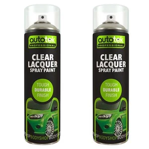 AutoTek Clear Lacquer Multi-Purpose Aerosol Spray Paint 500ml x2 - Picture 1 of 9