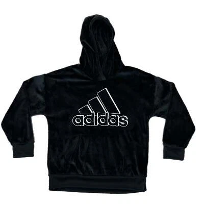 seminuevo - Sudadera con capucha negra Adidas con logotipo plateado Foto 1 de 2