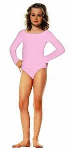 CHILD KIDS GIRLS LONG SLEEVES BODYSUIT LEOTARD UNITARD BALLET DANCER GYMNASTICS - Picture 1 of 5
