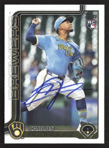 Carta RC Carlos Rodriguez firmata 2025 Topps serie 1 # 16 Milwaukee Brewers 2 - Foto 1 di 2