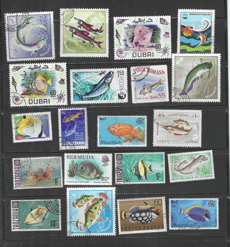Lot Beautiful Fish Stamps - Image 1 of 1