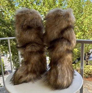 Furry Kniehohe Kunstfell Stiefel Damen Gr-7 Furie - Bild 1 von 11