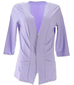 Denim and Co Essentials Knit Three Quarter Sleeve Open Front Lilac Jacket XXS - Picture 1 of 8