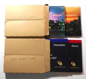 Lot Of Two US  28-Coin P&D Uncirculated Mint Sets - 2010 & 2011 - Picture 1 of 8