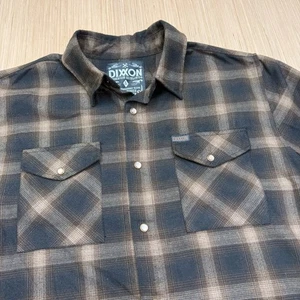 Dixxon Flannel Large Tall Brown Plaid OG Pearl Snap D-Tech - Picture 1 of 9