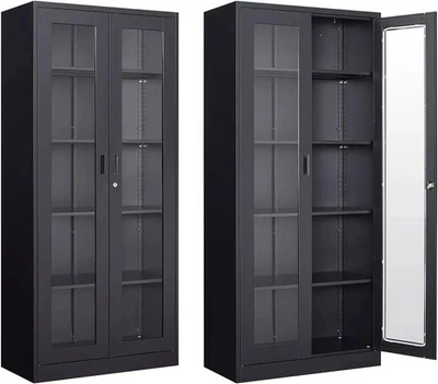 Vitrina con puertas de cristal para objetos de colección, de alto, metal Foto 1 de 4