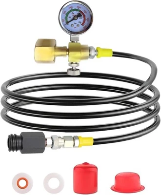 36" Co2 Tank Cylinder Direct Adapter (Gauge and Bleed Valve), CGA320 to TR21-4 - Image 1 of 4