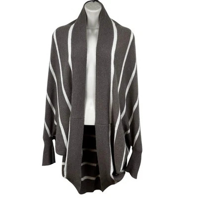 Cárdigan 360 Cachemira Cocoon Suéter Rayas Taupe Tostado Pequeño Silencioso Lujo Clásico Foto 1 de 4