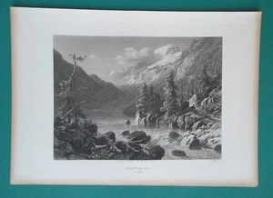 SWITZERLAND Swiss Alps Egstlensee Lake & Sourroundings - 1868 Print - Picture 1 of 2