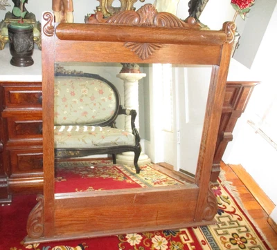 Antique Victorian Golden Oak Wood Dresser Mirror - Image 1 of 4