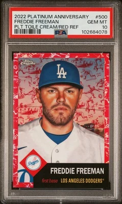 2022 Topps Chrome Platinum Anniversary  Freddie Freeman #4/5 Toile Cream/Red Ref - Image 1 of 3
