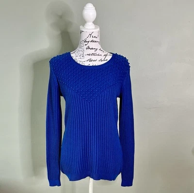 La Redoute Atelier Jumper Sweater Blue 100% Cotton Popcorn Knit Size 12 VGC - Image 1 of 4