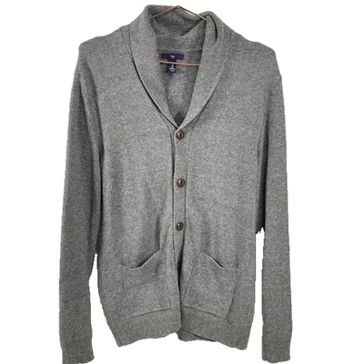Cárdigan suéter con cuello chal tejido 100 % algodón gris GAP para hombre S Foto 1 de 4
