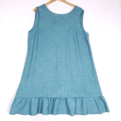 Vestido SHEIN Sin Mangas Volantes Dobladillo Talla 14 Verde Azulado Mínimo Boho Verano Núcleo Foto 1 de 4