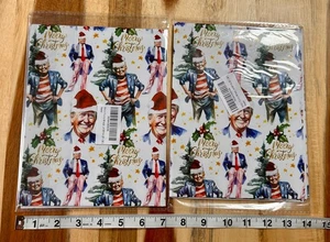 Donald Trump Frohe Weihnachten flaches Halstuch 28" x 36" Nikolausmütze Geschenkpapier 2 Stück - Bild 1 von 3