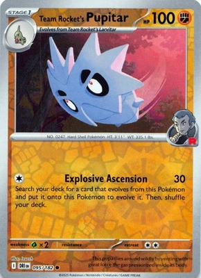 Team Rocket's Pupitar 095/182 - REVERSE HOLO - SV10: Destined Rivals - NM - Image 1 of 2