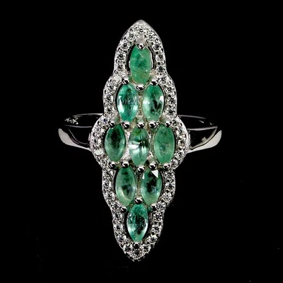 925 Sterlingsilberring Marquise Smaragd Natürlicher Edelstein Schmuck Größe 8 - Bild 1 von 4