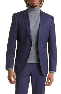 HUGO BOSS enorme tuta 100% lana vergine, tinta unita blu scuro, taglia 44 R nuova con etichette - $895 - Foto 1 di 20