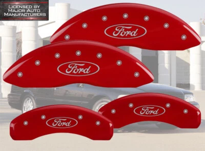 Cubiertas de pinza de disco de freno MGP rojas delanteras + traseras Crown Victoria 2001-2002 "Ford" Foto 1 de 4