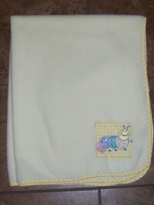 Circo Yellow Baby Blanket Caterpillar Bug Soft Fleece Checked Edge Trim - Image 1 of 4