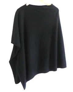 Poncho Pullover Fincati Mezcla Cachemira Negro Cuello Barco Asimétrico Talla M - Imagen 1 de 9