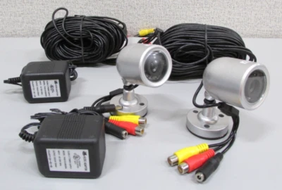 ASTAK 2/pics Wired CCTV IR Cameras/Power/100 Feet Cables.