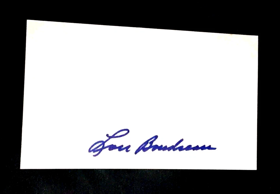 LOU BOUDREAU HOF INDIANS SHORTSTOP MANAGER AUTOGRAPHED SIGNED INDEX CARD 3X5 B - Image 1 of 1