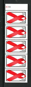 US2806b, 1993 29c AIDS, UNFOLDED BKLT PANE OF 5, MNH, P#K111 (US841) - Picture 1 of 1