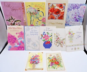 Greeting Cards Lot of 12 Flowers Variety Sizes Hydrangeas Poppies Bouquets Vtg - Picture 1 of 4
