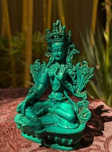 GRÜNE Tara Statue TÜRKIS aus Nepal für den Hausaltar 15cm - Bild 1 von 2