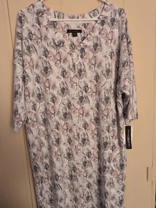 Donna Karan Sleepwear Women's SZ M Nightgown Short Sleeve Long Length Floral NWT - Picture 1 of 9