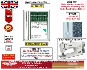 BROTHER LOCKSTITCH GROZ-BECK DPX5 SAN 10 134 SAN 10 NM:60/8 INDU SEW MCHN NEEDLE - Picture 1 of 5