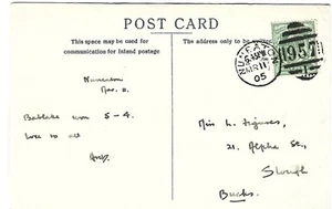 Postkarte 1905 . Nuneaton, Pfarrkirche & Pfarrhaus. - Bild 1 von 2