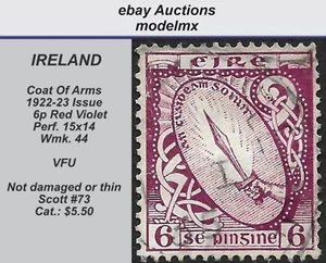 Ireland - 1922-23, Sc#73, Coat Of Arms, VFU - Sc.$5.50 - Picture 1 of 2