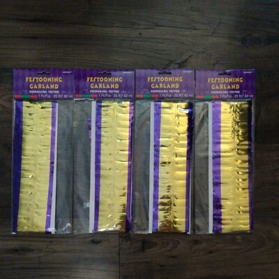 Guirnalda Mardi Gras 25 Pies Lote de 4 Paquetes MardiGras Decoraciones Fiesta NUEVO Foto 1 de 2