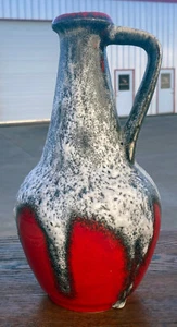 Jarrón/jarra grande de cerámica LAVA grasa roja alemana moderna de mediados de siglo Bay Keramik - Imagen 1 de 1