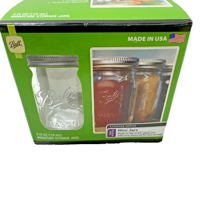 NUEVO STOCK ANTIGUO frascos de almacenamiento de bolas de vidrio 4 oz x 4 frascos y tapas Foto 1 de 4