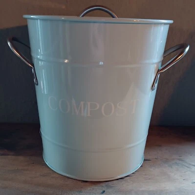 Mülleimer mit Deckel Emaille  Nostalgie Komposteimer / Dots blau  Isabelle Rose - Bild 1 von 4