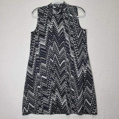 Vestido corto sin mangas elástico abstracto negro/blanco grande usado en excelente estado AGB para mujer Foto 1 de 4