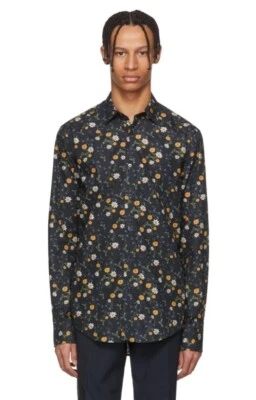 Рубашка мужская Tiger of Sweden темно-синяя Farrell размер 42 (цветочный принт) 151236 - Изображение 1 из 2