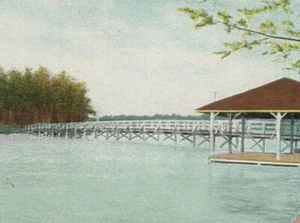 c1908 Hoag Lake Pleasure Island Woonsocket Rhode Island Robbins postcard A379 - Picture 1 of 3